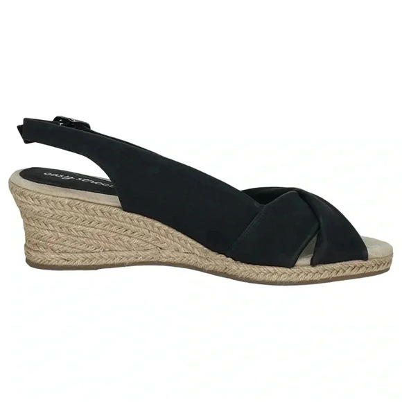 Easy Street Maureen Womens Super Flex Zone Black Wedge Dress Sandals Size 11M - Picture 4 of 15